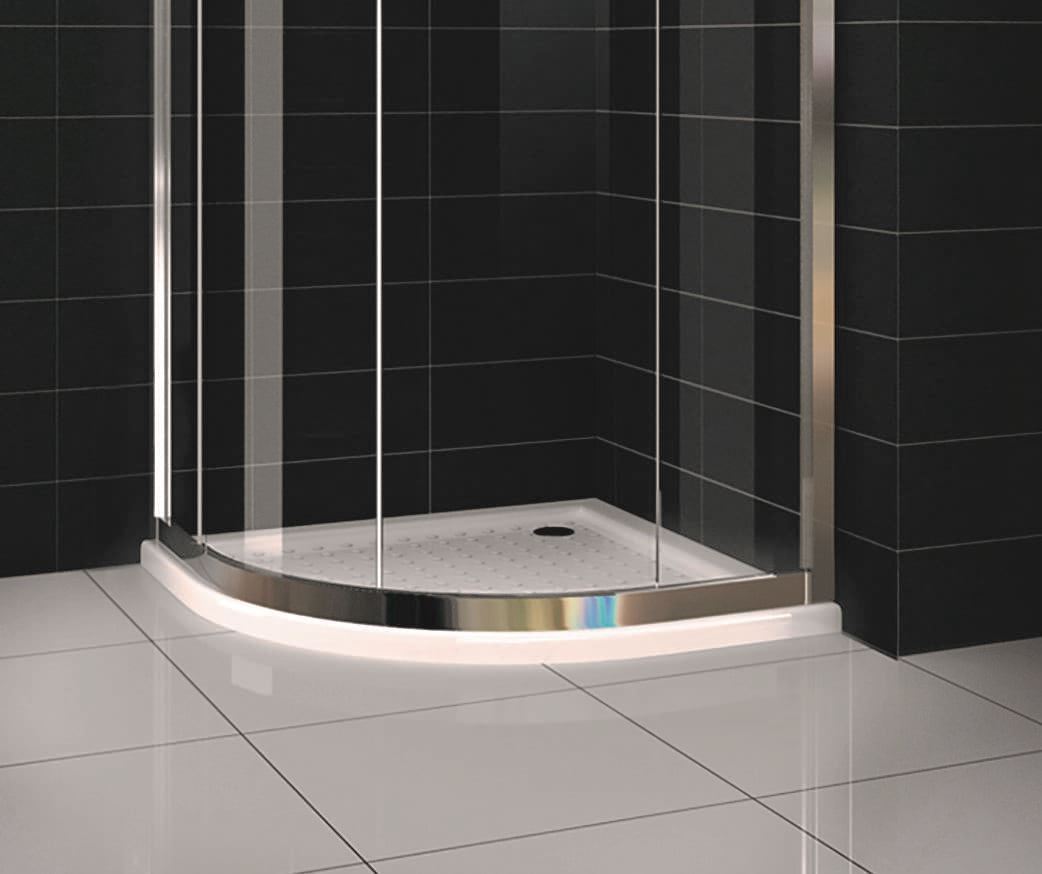 Mampara de ducha semicircular plata brillo y cristal modelo S 300 - Imagen 2
