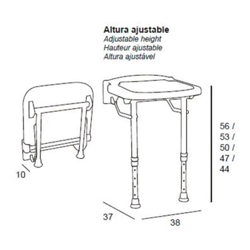 Asiento de ducha abatible acabado blanco - Imagen 2