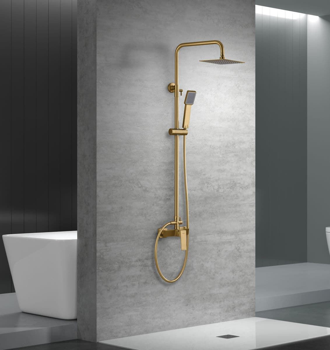 Barra de ducha monomando serie ART acabado oro cepillado - Imagen 1