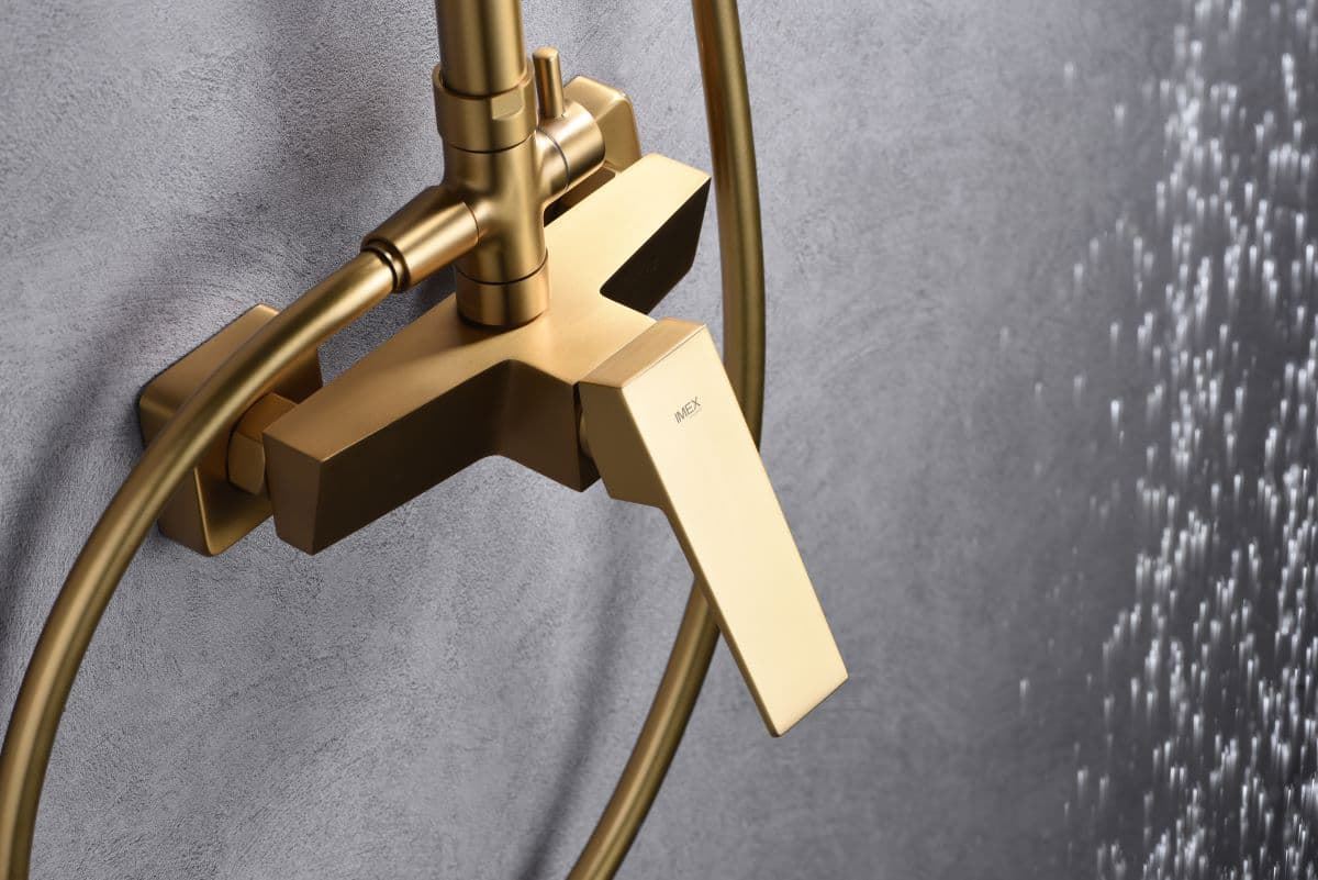 Barra de ducha monomando serie ART acabado oro cepillado - Imagen 3