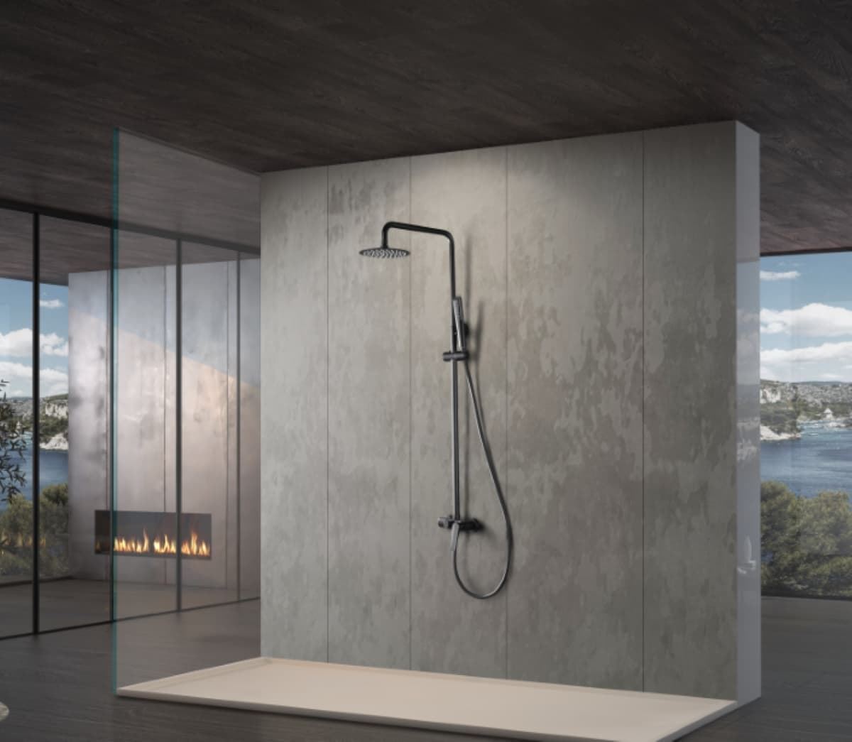 Barra de ducha monomando serie DELOS acabado negro mate - Imagen 1