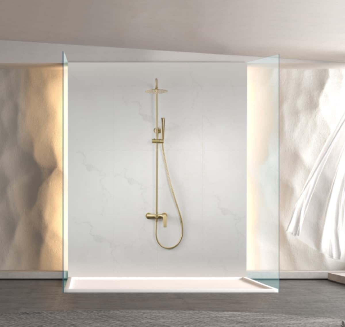 Barra de ducha monomando serie DELOS acabado oro cepillado - Imagen 1