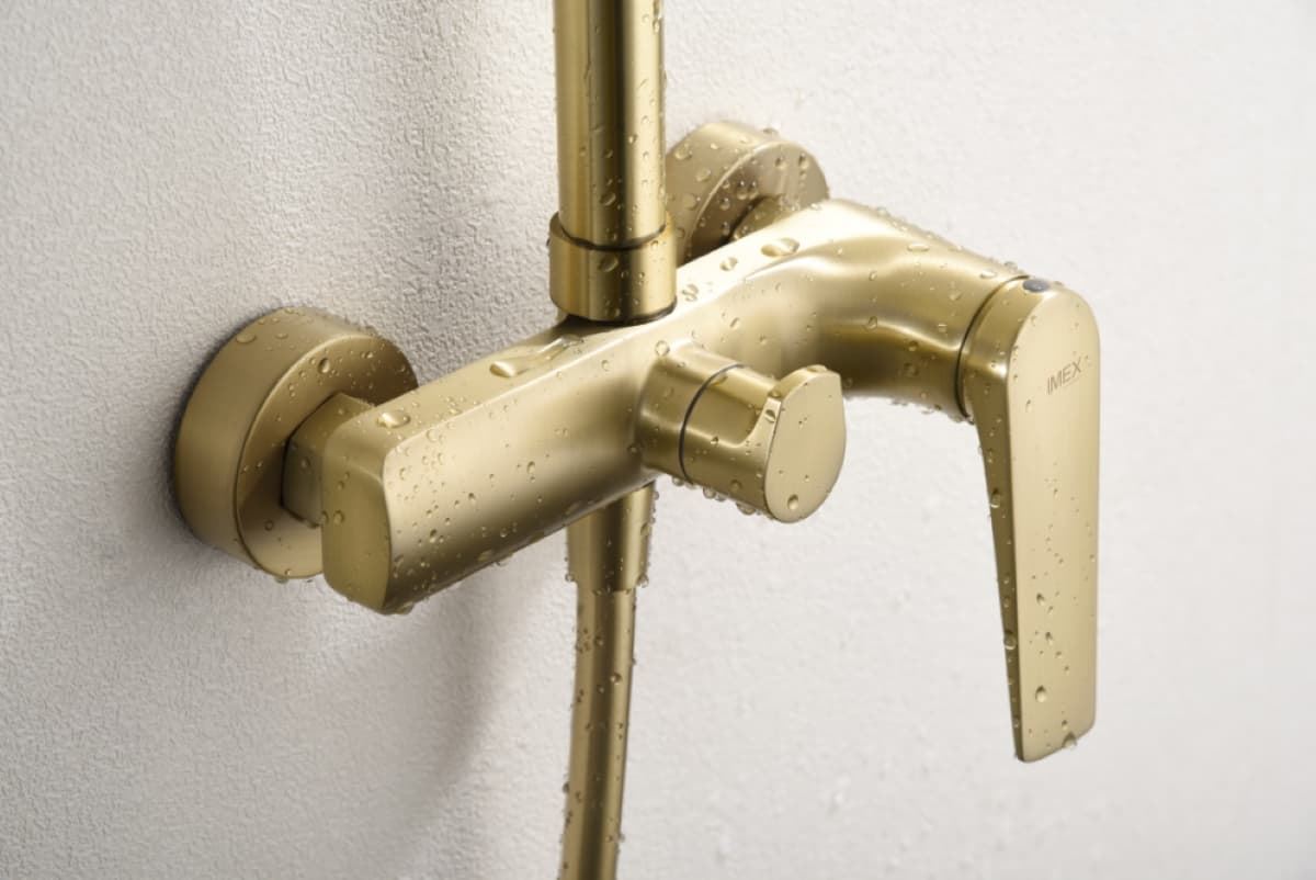 Barra de ducha monomando serie DELOS acabado oro cepillado - Imagen 2