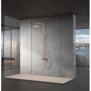 Barra de ducha monomando serie DELOS acabado oro rosa cepìllado - Imagen 1