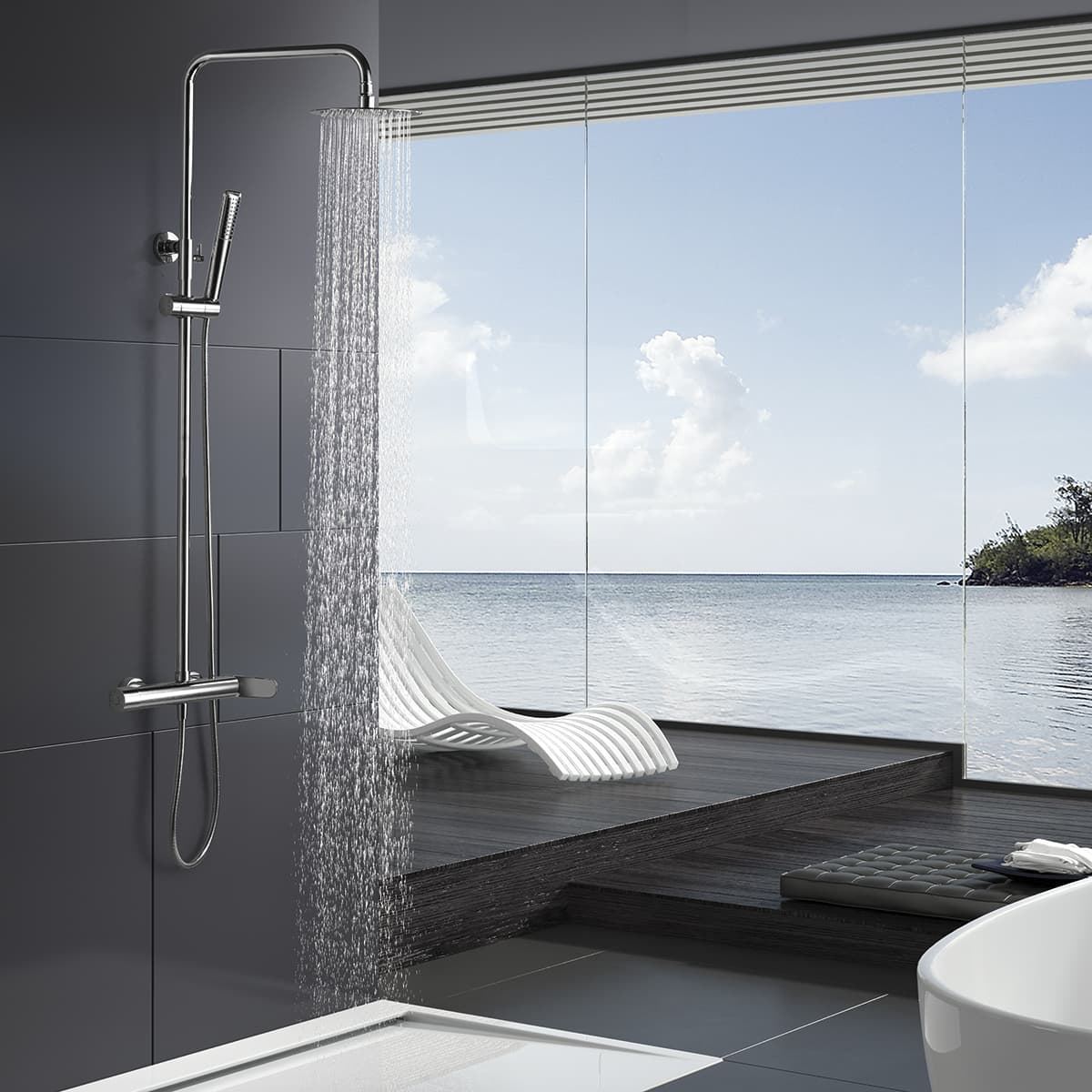 Barra de ducha monomando serie DINAMARCA acabado cromo - Imagen 1