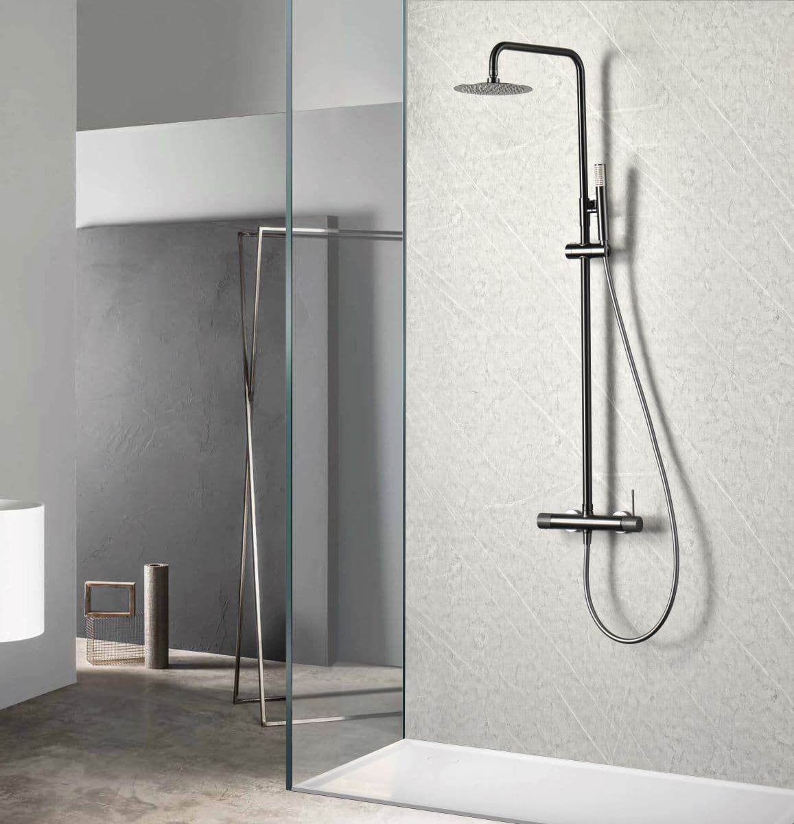 Barra de ducha monomando serie LINE acabado negro-gun metal - Imagen 1