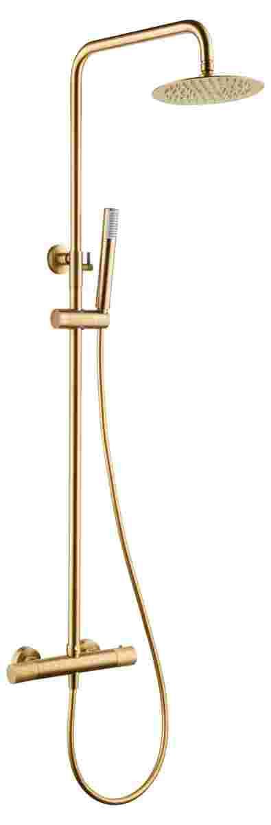 Barra de ducha monomando serie LINE acabado oro cepillado - Imagen 1