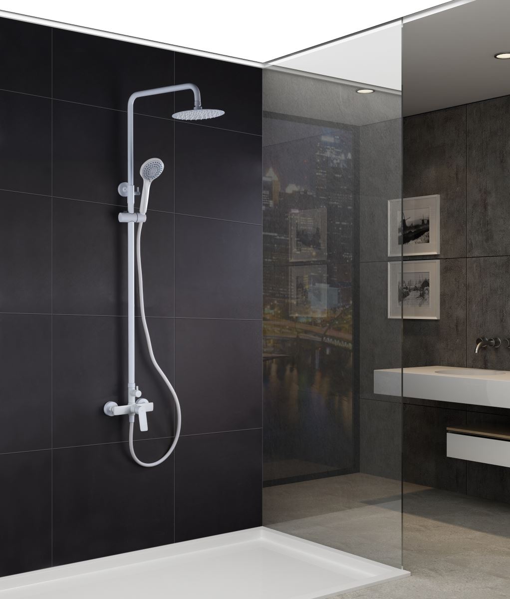 Barra de ducha monomando serie LUXOR acabado blanco mate - Imagen 1