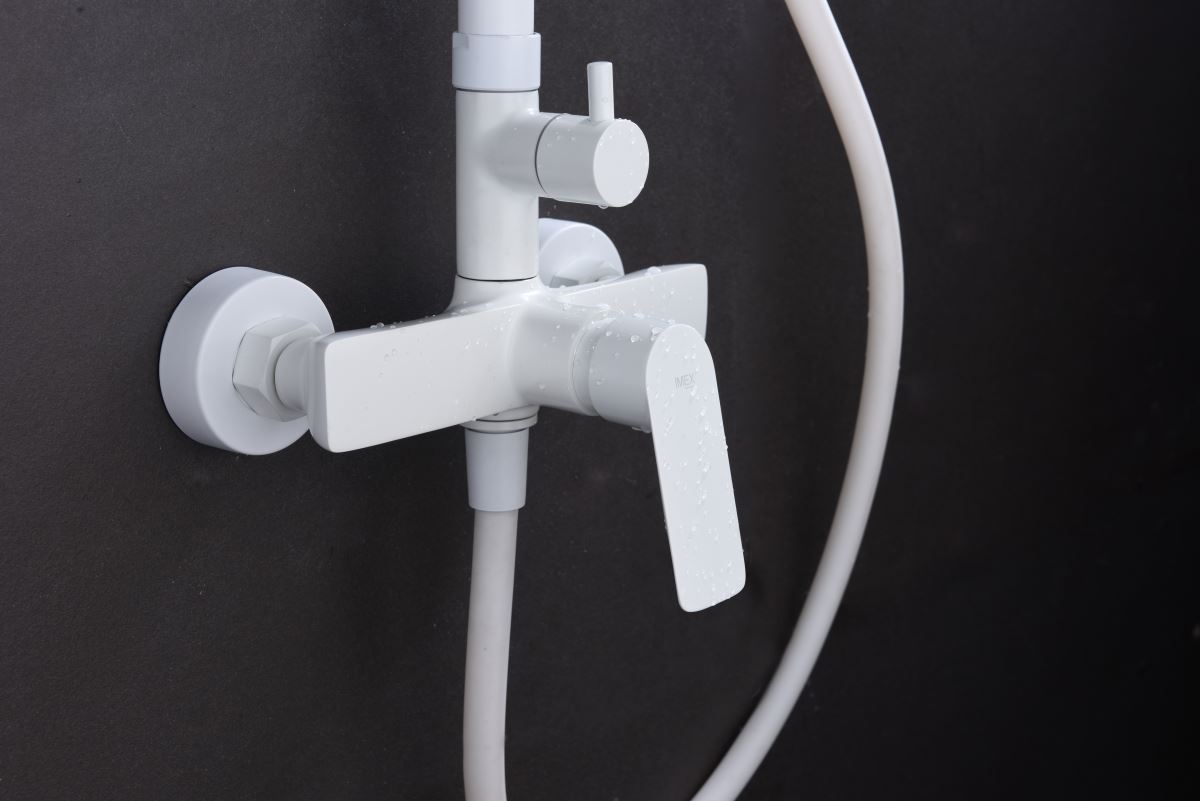 Barra de ducha monomando serie LUXOR acabado blanco mate - Imagen 3