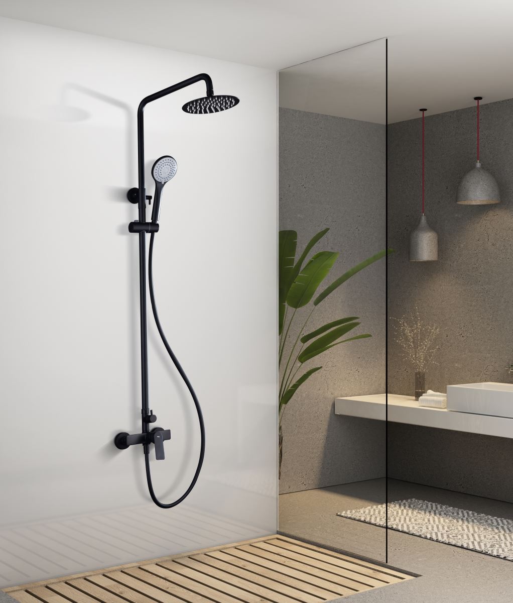 Barra de ducha monomando serie LUXOR acabado negro mate - Imagen 1