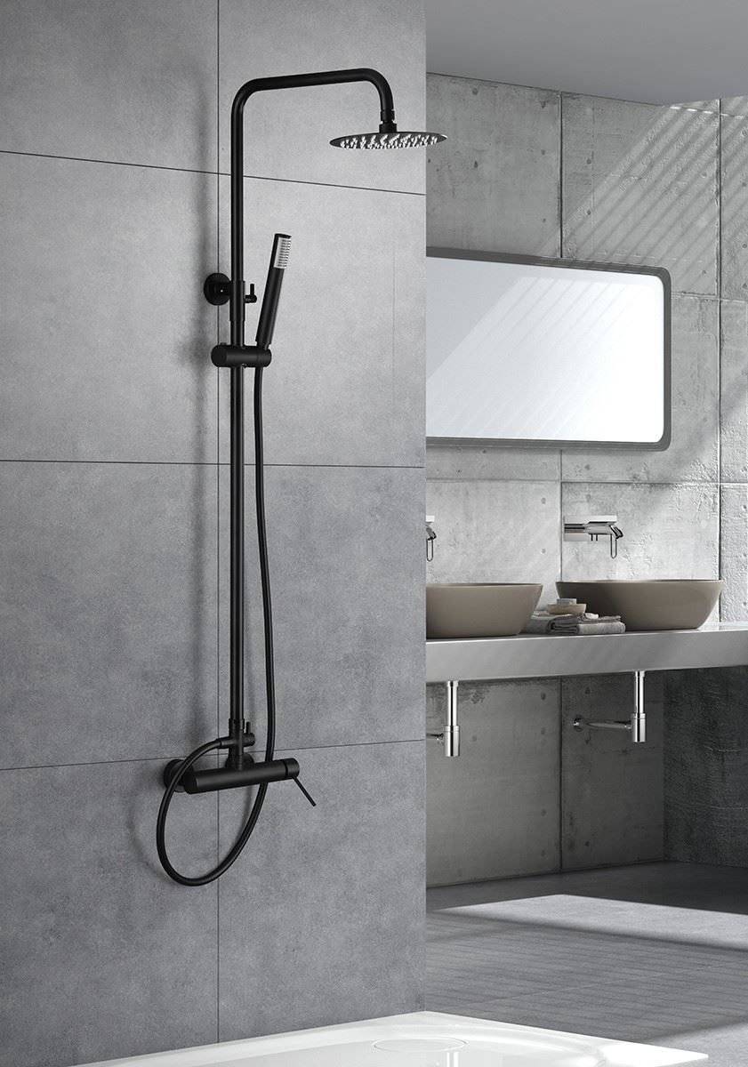 Barra de ducha monomando serie MILOS acabado negro mate - Imagen 1
