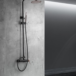 Barra de ducha monomando serie MILOS acabado oro rosa brillo / negro mate - Imagen 1