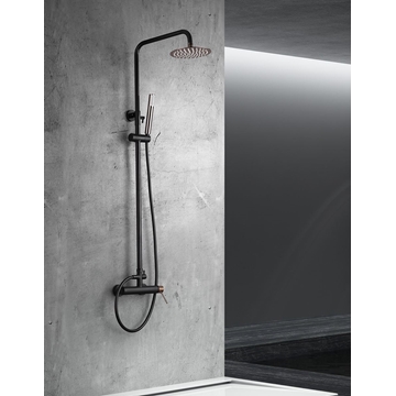 Barra de ducha monomando serie MILOS acabado oro rosa brillo / negro mate - Imagen 1