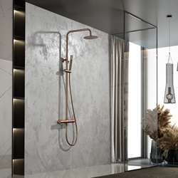 Barra de ducha monomando serie MONZA acabado oro rosa cepillado - Imagen 1