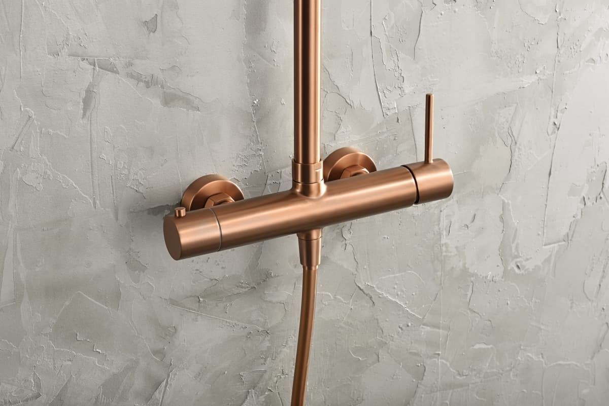 Barra de ducha monomando serie MONZA acabado oro rosa cepillado - Imagen 3