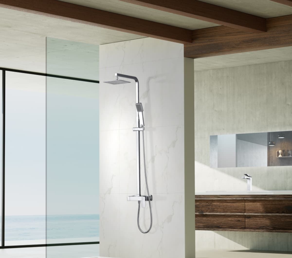 Barra de ducha monomando serie PISA acabado cromo - Imagen 1