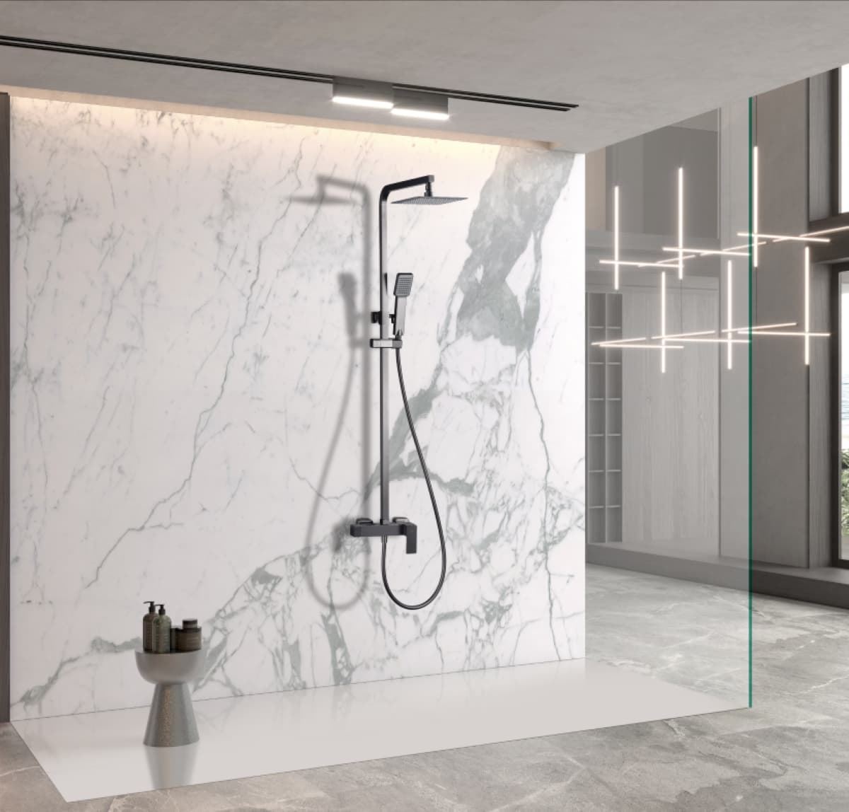 Barra de ducha monomando serie PISA acabado negro gun metal - Imagen 1