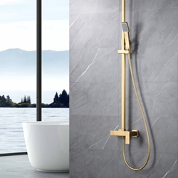 Barra de ducha monomando serie PISA acabado oro cepillado - Imagen 1