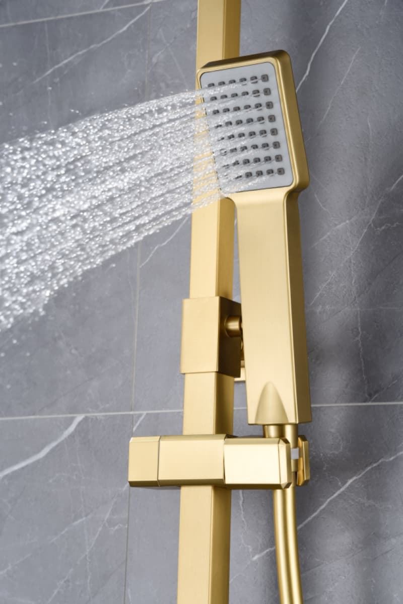 Barra de ducha monomando serie PISA acabado oro cepillado - Imagen 2