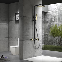 Barra de ducha monomando serie SUECIA acabado oro brillo / negro mate - Imagen 1