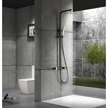 Barra de ducha monomando serie SUECIA acabado oro brillo / negro mate - Imagen 1