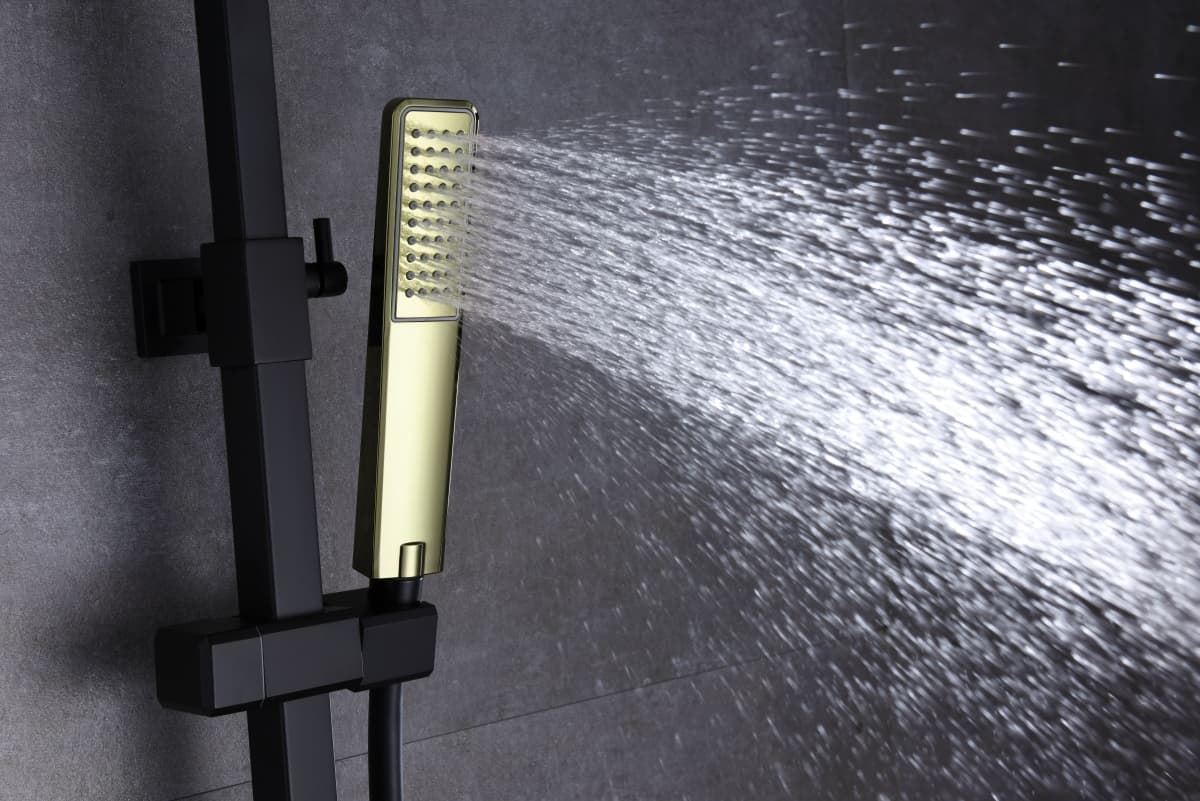Barra de ducha monomando serie SUECIA acabado oro brillo / negro mate - Imagen 4