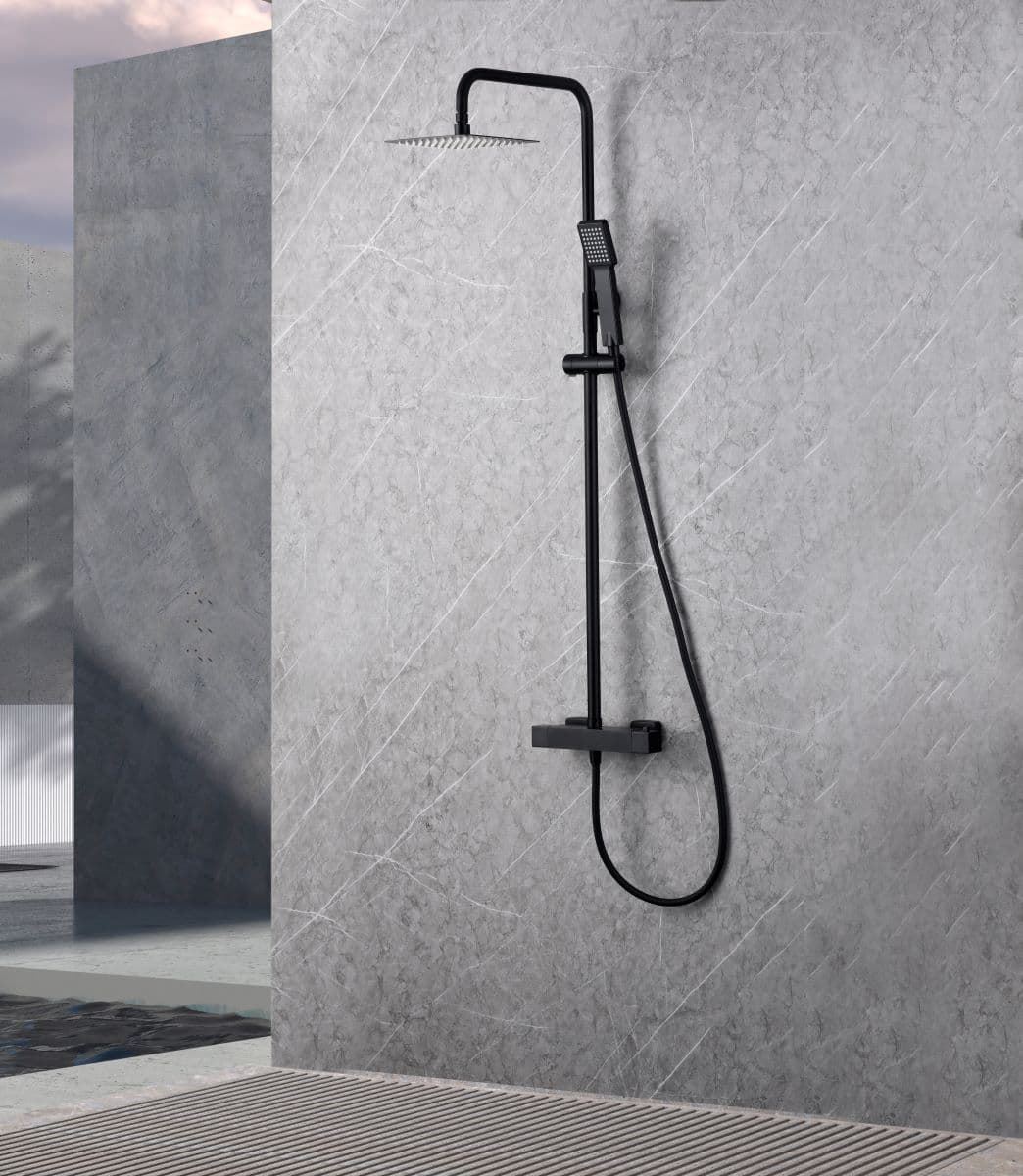 Barra de ducha Termostática serie ART acabado negro mate - Imagen 1