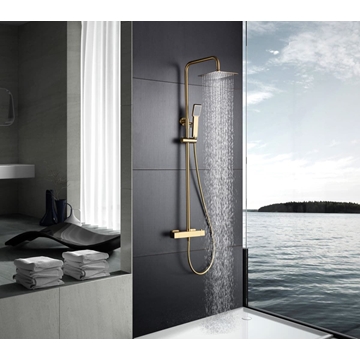 Barra de ducha Termostática serie ART acabado oro cepillado - Imagen 1