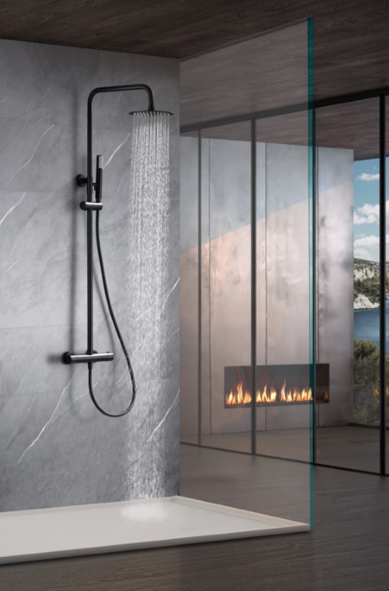 Barra de ducha termostatica serie GENOVA acabado negro mate - Imagen 1