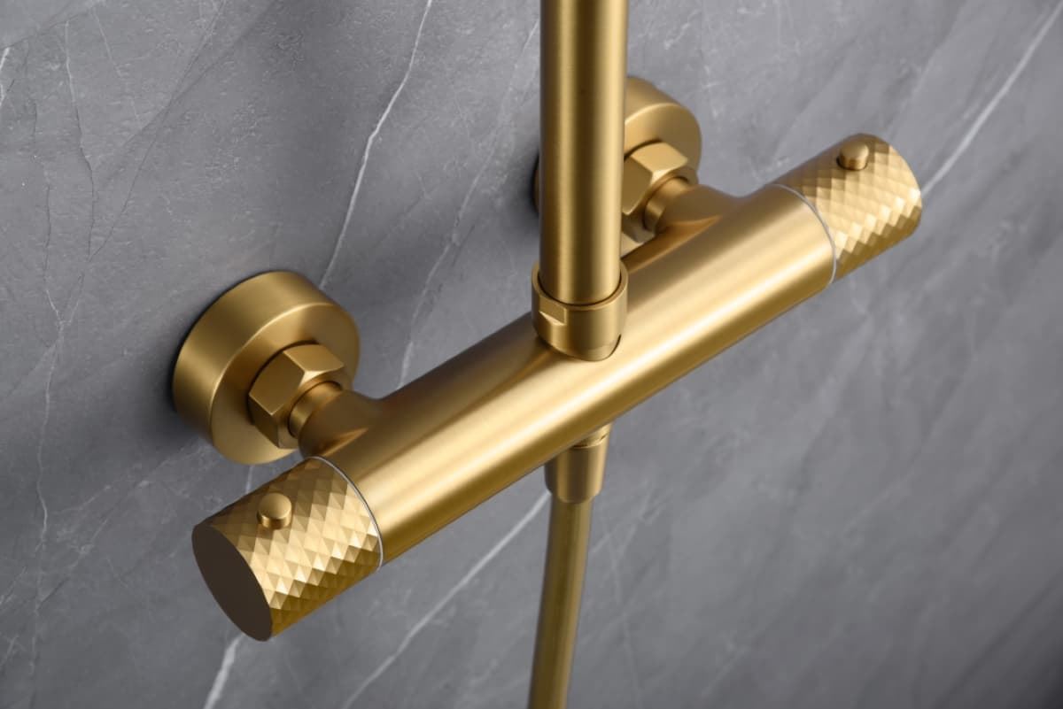 Barra de ducha termostatica serie GENOVA acabado oro cepillado - Imagen 3