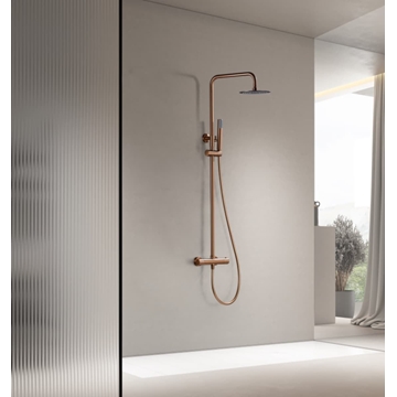 Barra de ducha termostatica serie GENOVA acabado oro rosa cepillado - Imagen 1