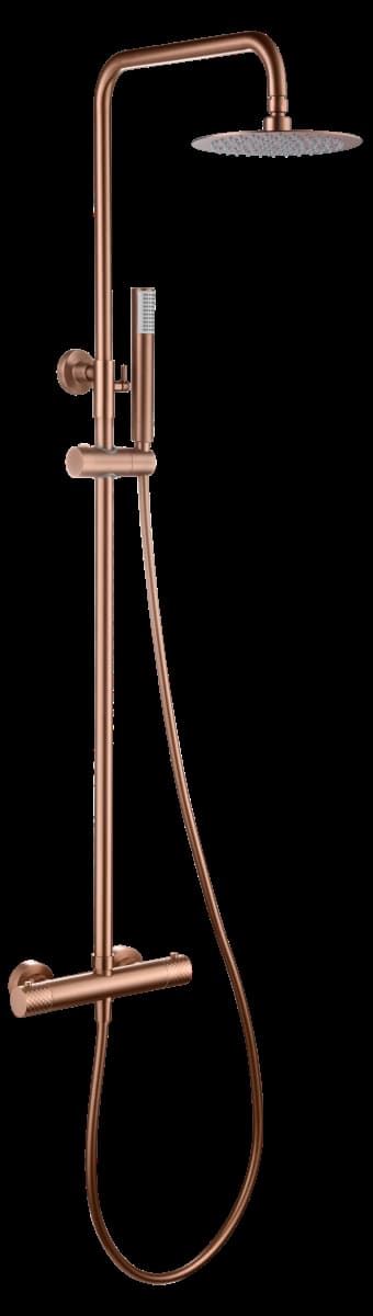 Barra de ducha termostatica serie GENOVA acabado oro rosa cepillado - Imagen 2