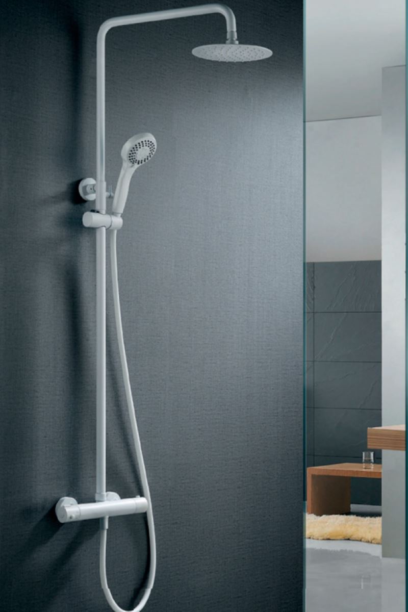 Barra de ducha termostatica serie KENT acabado blanco mate - Imagen 1