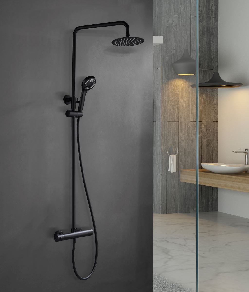 Barra de ducha termostatica serie KENT acabado negro mate - Imagen 2