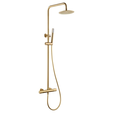 Barra de ducha Termostática serie LINE acabado oro cepillado - Imagen 1