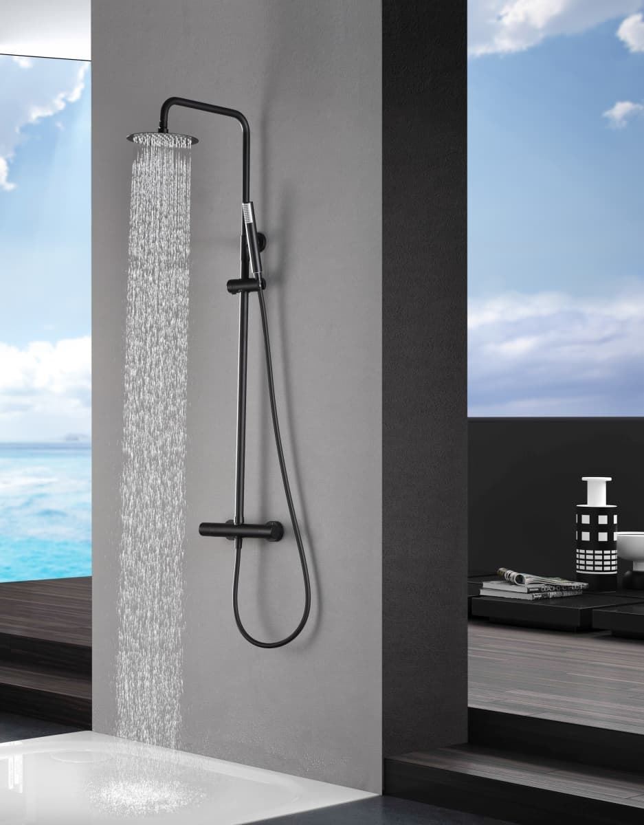 Barra de ducha termostatica serie MONZA acabado negro mate - Imagen 1