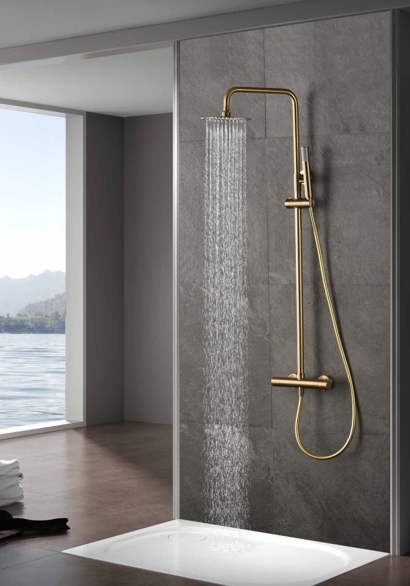 Barra de ducha termostatica serie MONZA acabado oro cepillado - Imagen 1