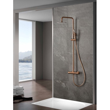 Barra de ducha Termostática serie MONZA acabado oro rosa cepillado - Imagen 1