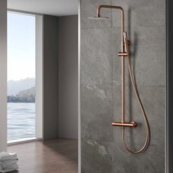 Barra de ducha termostatica serie MONZA acabado oro rosa cepillado - Imagen 1