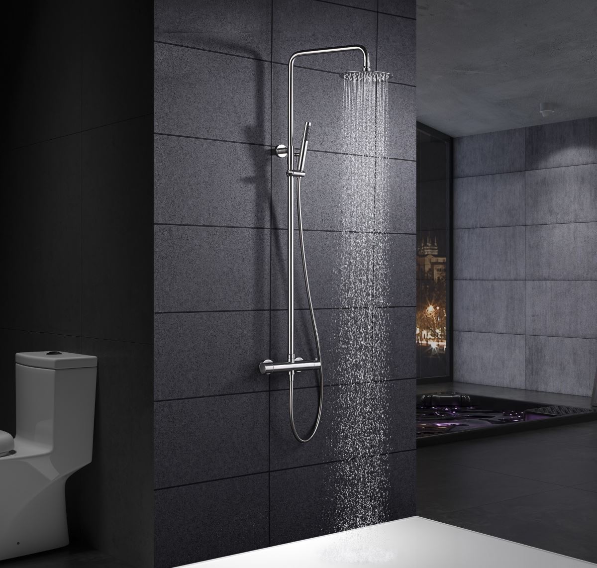 Barra de ducha termostatica serie MOSCU acabado acero S.316 - Imagen 1