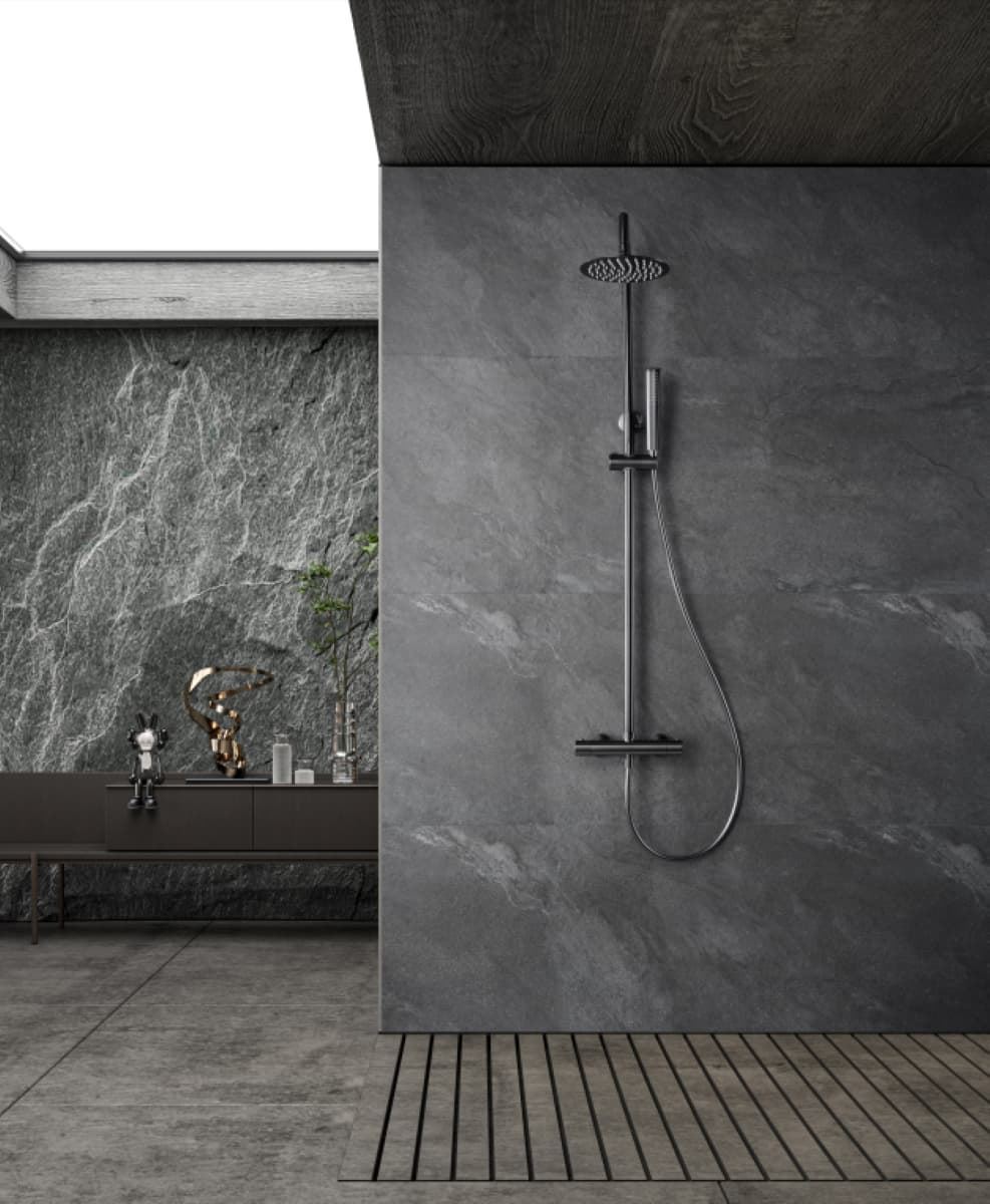 Barra de ducha termostatica serie NAPOLES acabado black gun metal - Imagen 1