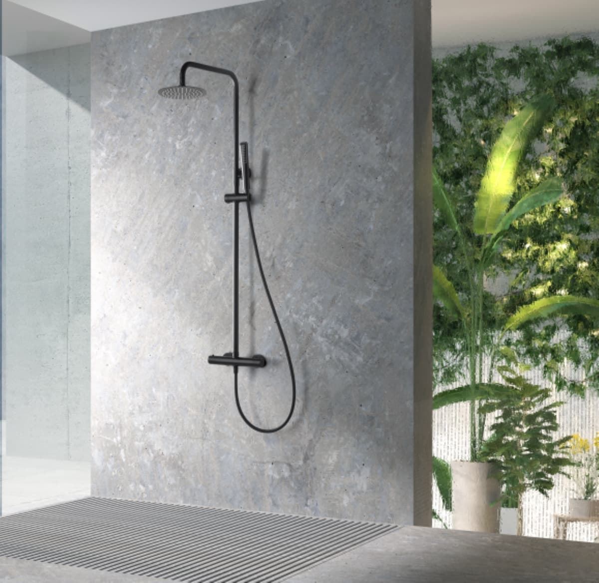 Barra de ducha termostatica serie NAPOLES acabado negro mate - Imagen 1