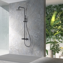 Barra de ducha termostatica serie NAPOLES acabado negro mate - Imagen 1