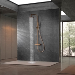 Barra de ducha termostatica serie NAPOLES acabado oro rosa cepillado - Imagen 1