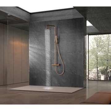 Barra de ducha termostatica serie NAPOLES acabado oro rosa cepillado - Imagen 1