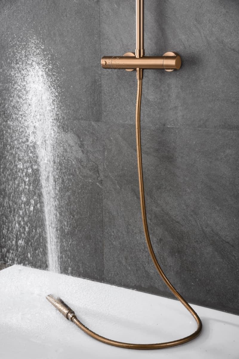 Barra de ducha termostatica serie NAPOLES acabado oro rosa cepillado - Imagen 2