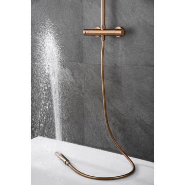 Barra de ducha termostatica serie NAPOLES acabado oro rosa cepillado - Imagen 2