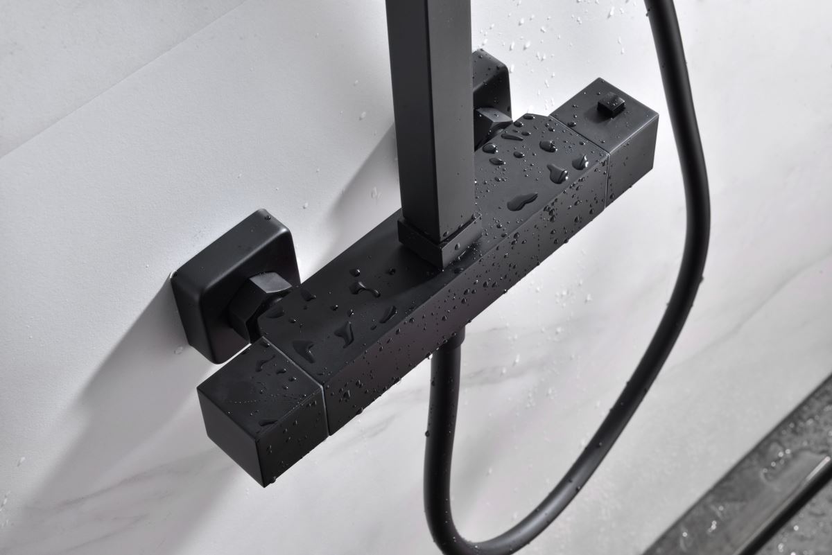 Barra de ducha termostatica serie VIGO acabado negro mate - Imagen 2