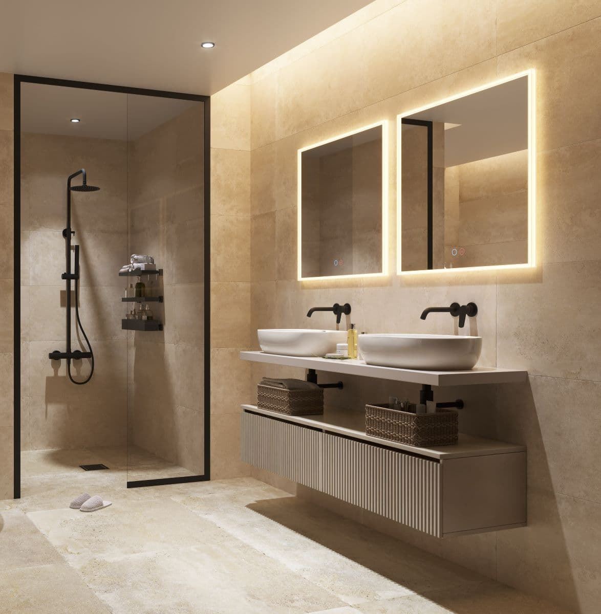 Espejo cuadrado LED luz en marco iluminado modelo BOSTON - Imagen 2