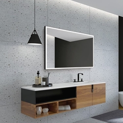 Espejo cuadrado LED luz frontal a través del arenado modelo SUIZA 140 X 60 cm - Imagen 1